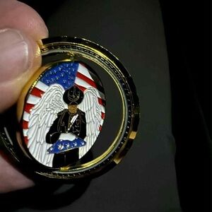Patriotic Angel Commemorative Coin with Flag Design